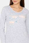 Rosaline Starry Nights Knit Cotton Pyjama Set - Grey Melange — thumbnail 5